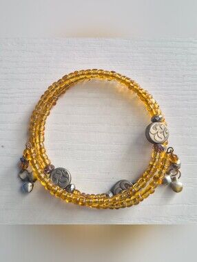 Multi Strand Yellow Wrap Bracelet With OM beads